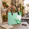  Green Cat Print Canvas Tote Bag Casual Large Capacity Shoulder Handbag for Daily Use