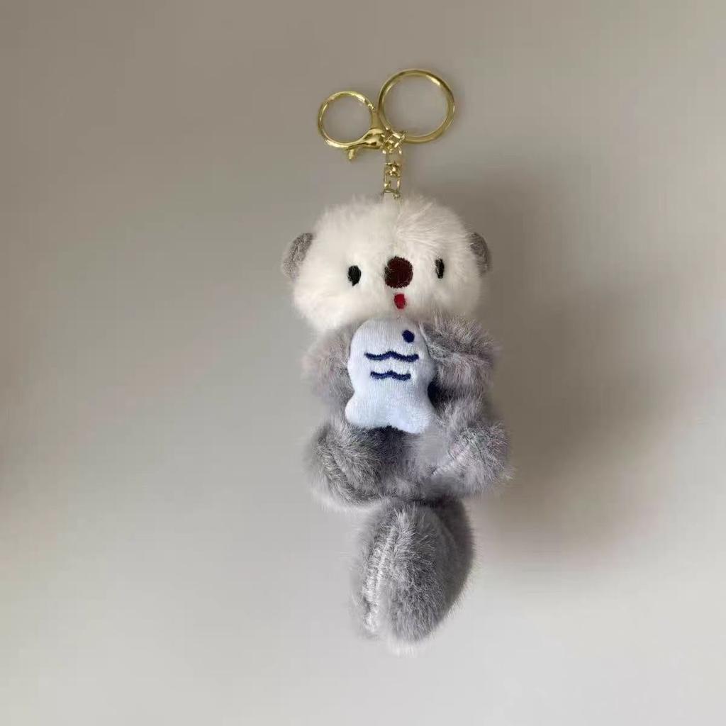 Cute Mizuse Plush Bag Pendant Cartoon Eating Fish Long Tail Small Koala Book Doll Bag Hanging Decoration Car Key
