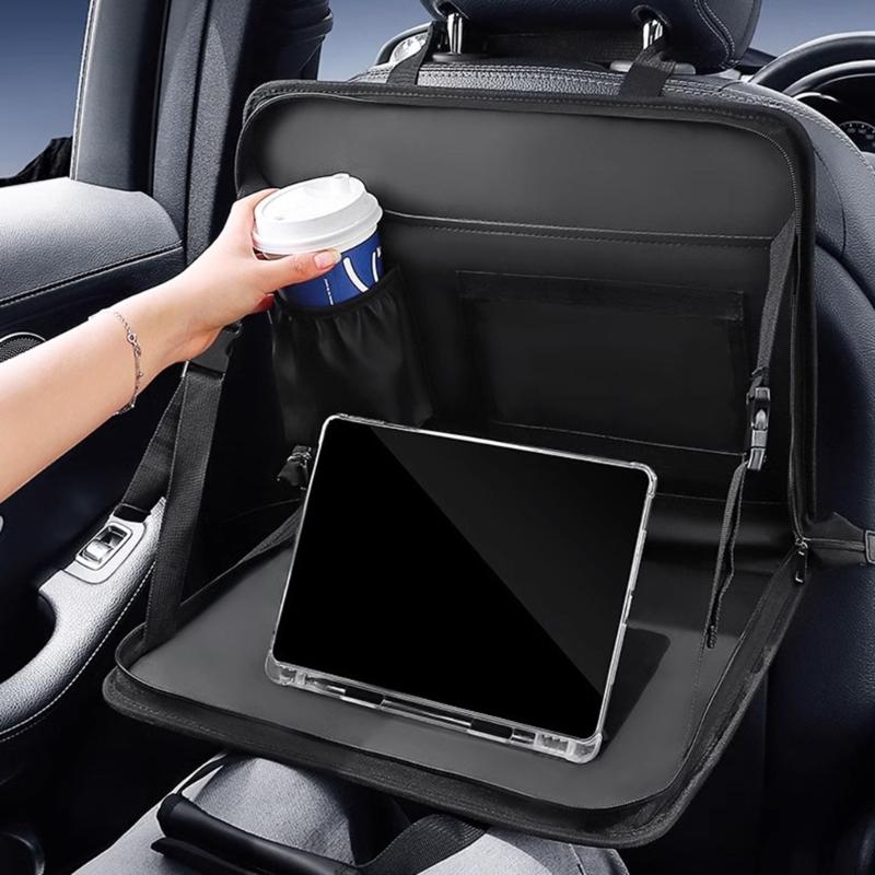 Portable Folding Car Desk with Storage Pockets Vehicle Dining & Office Tray for Eating & Working in SUVs & Large Cars