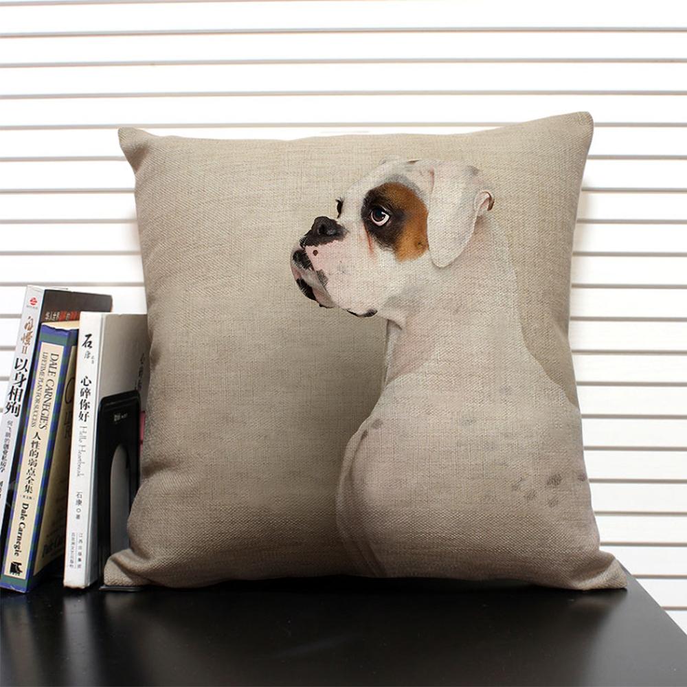 Cute Animal Cushion Cover Bulldog Dachshund 45x45cm Square Linen Pillowcase Living Room Sofa Decoration Dog Companion