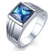 Explosive Blue Diamond Steel Color Men's and Women's Couple Zirconia Ring Fashion Jewelry
