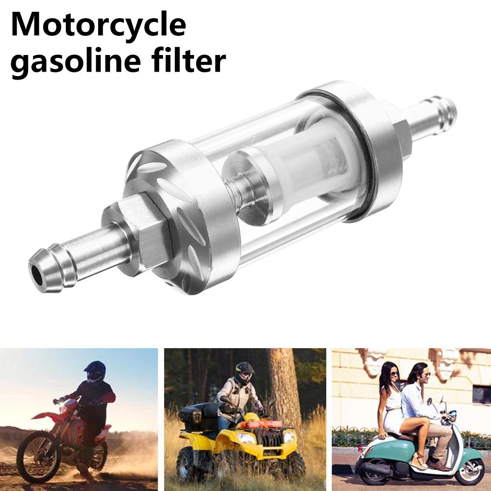 

8mm Universal Aluminum Alloy Fuel Filter Washable Reusable Inline Petrol Filter Wear Resistant Replacement Part For Automobile Motorcycle General Use білий