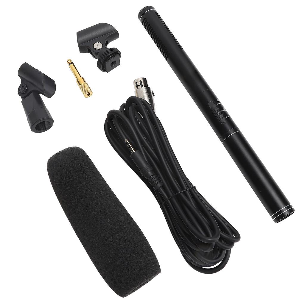 Black HighSensitivity Interview Microphone Wired Recording Mini Portable Mic for Camera