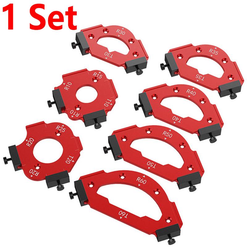 

7 шт. Шаблон радиуса RT10-RT60, Шаблоны для фрезера по дереву, Шаблон для позиционирования угла дуги, Радиус угла, Многоразовый инструмент для позиционирования красный