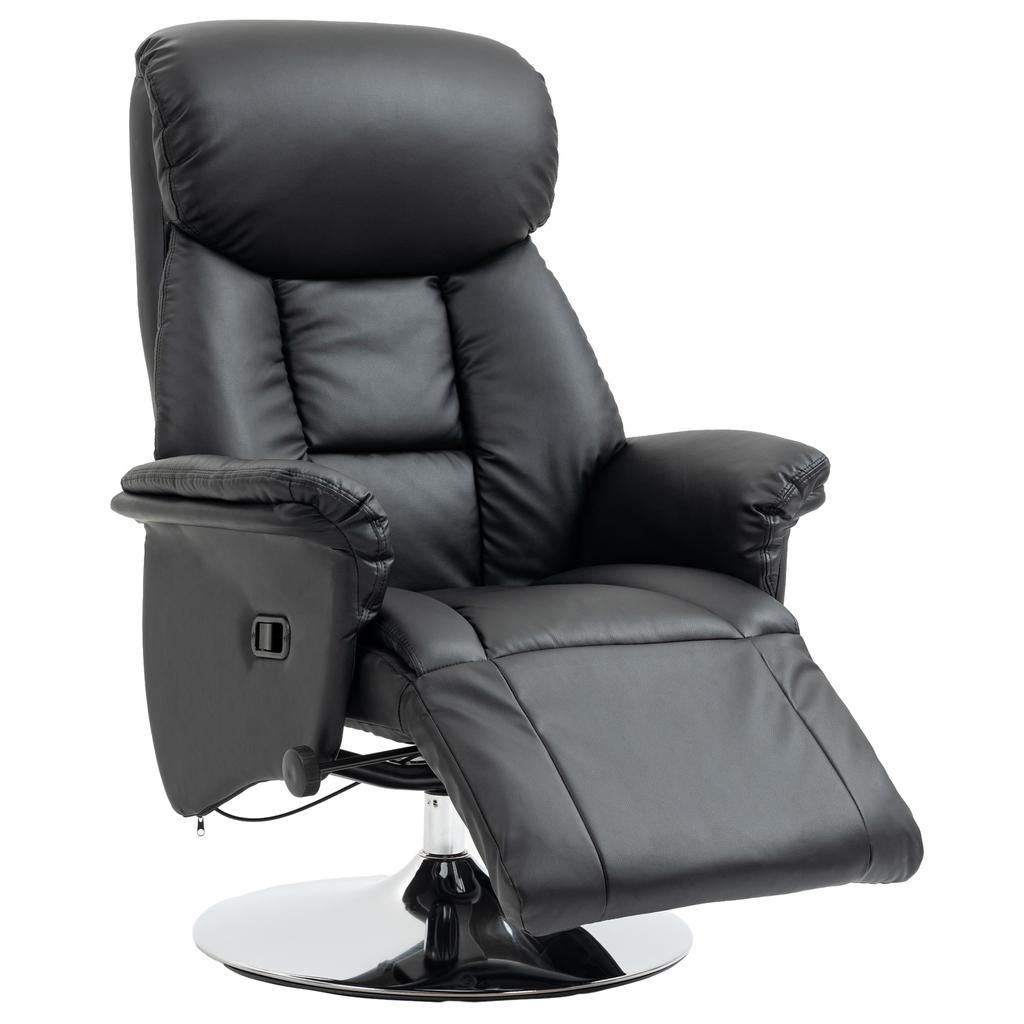 Recliner, reclining function, leather look, footrest, up to 150 kg, 78 x 80 x 109 cm, Black