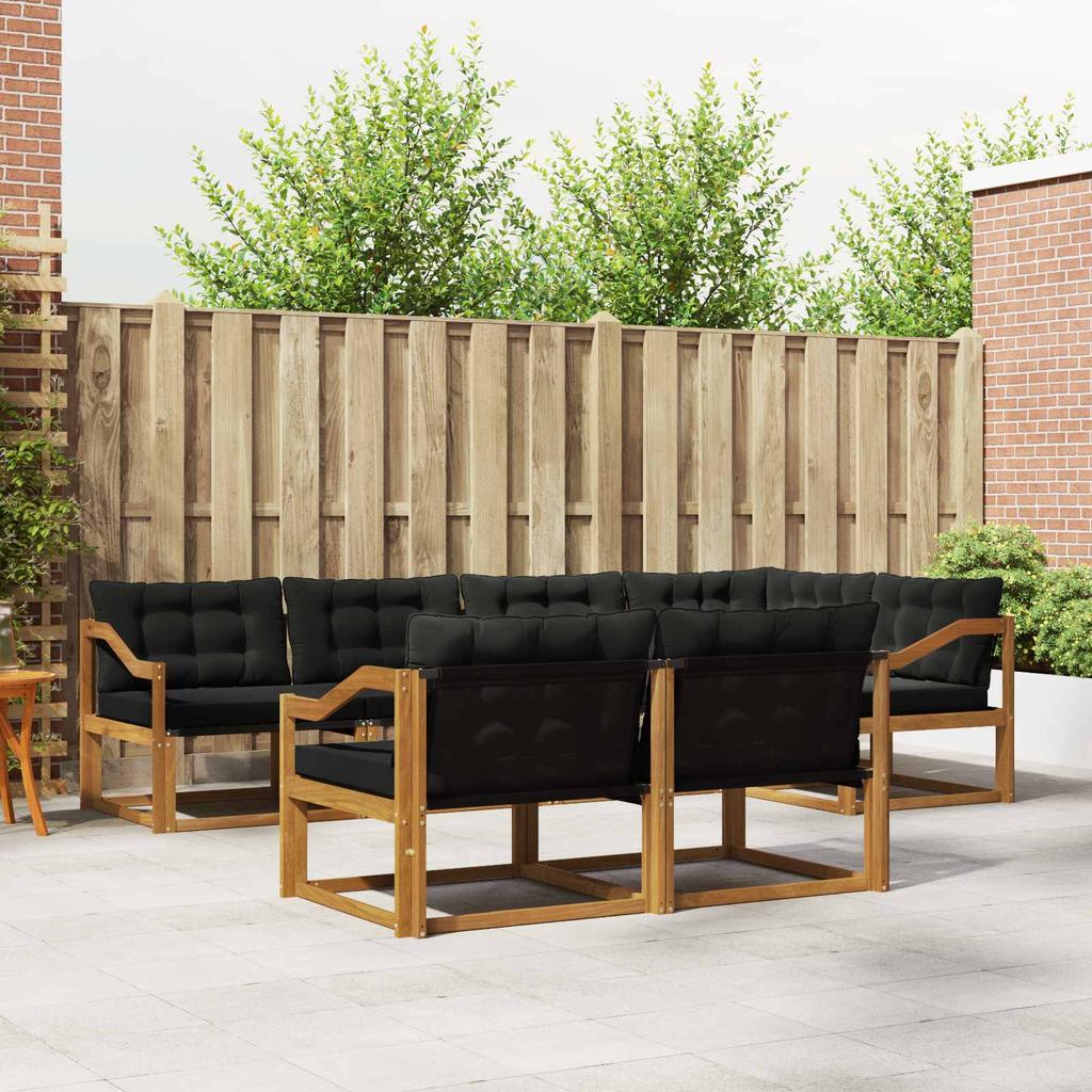 Outdoor Sofa Set with Cushions 7 pcs Natural and Black