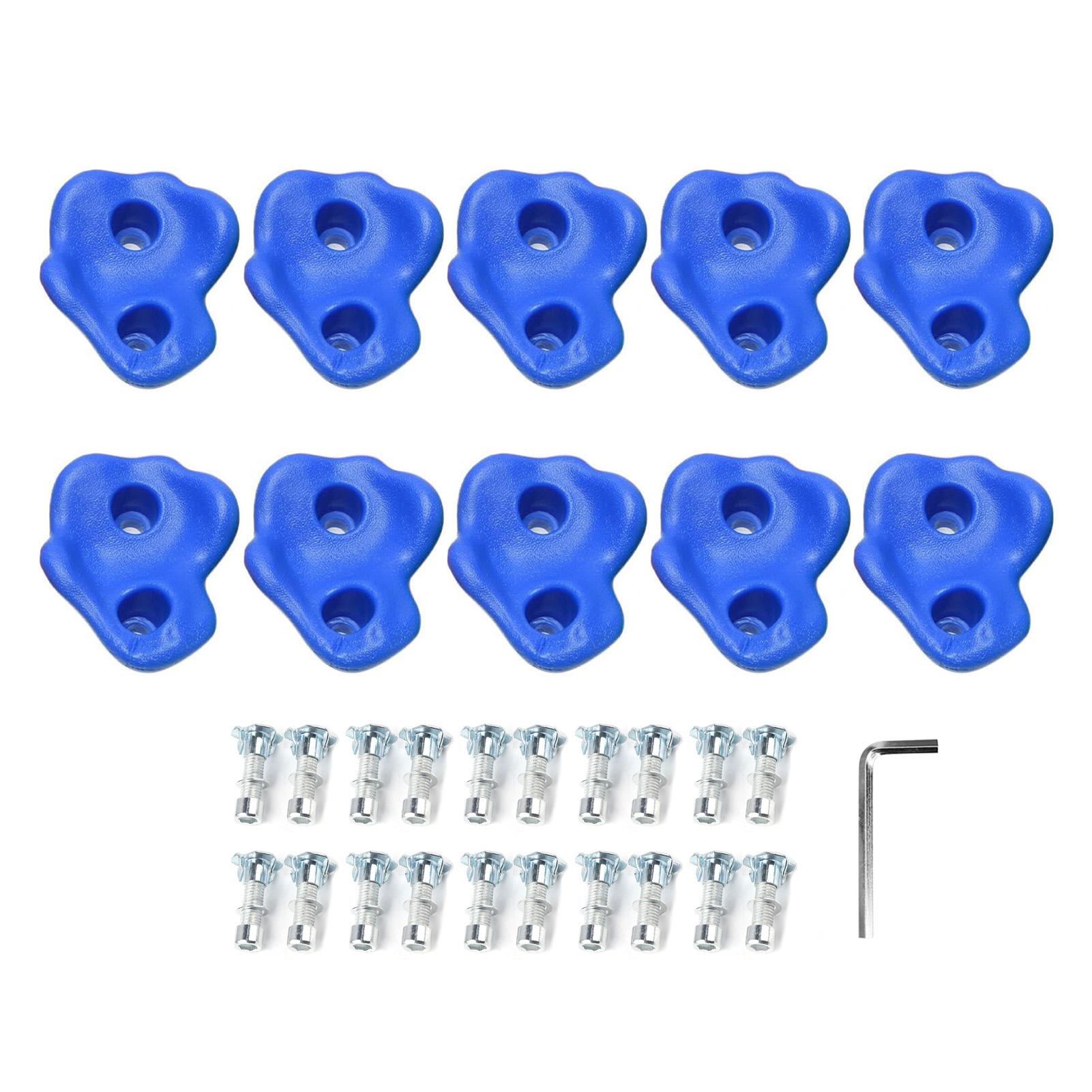 

10PCS Rock Climbing Holds PE Ergonomic Comfortable Hand Feeling Climbing Rock Wall Grips for Indoor Blue