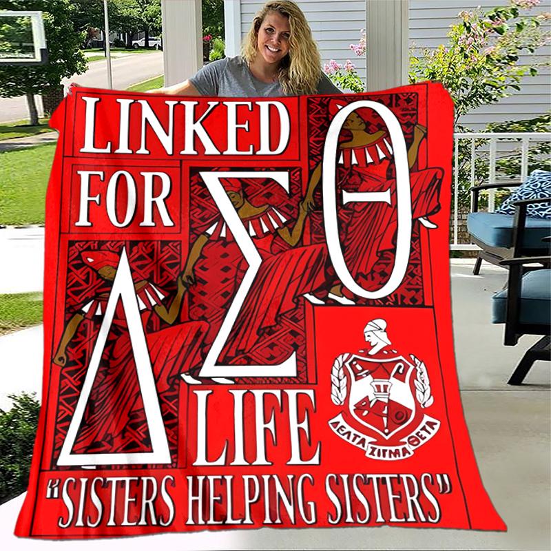 1pc Blanket Delta Sigma Theta logo Print Design, Lightweight Blanket for Sofa, Bed- Soft &Warm, Gift for All Seasons like Christmas, Halloween