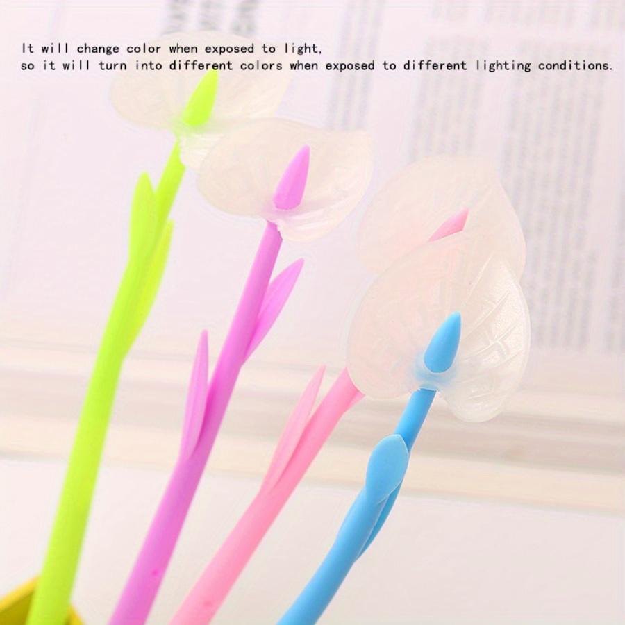 Back To School Season 10pcs 0.5mm Sun-changing Flower Gel Pen Cute Learning Stationery Water-based Pen Color-changing Flower Pen When Exposed To Light