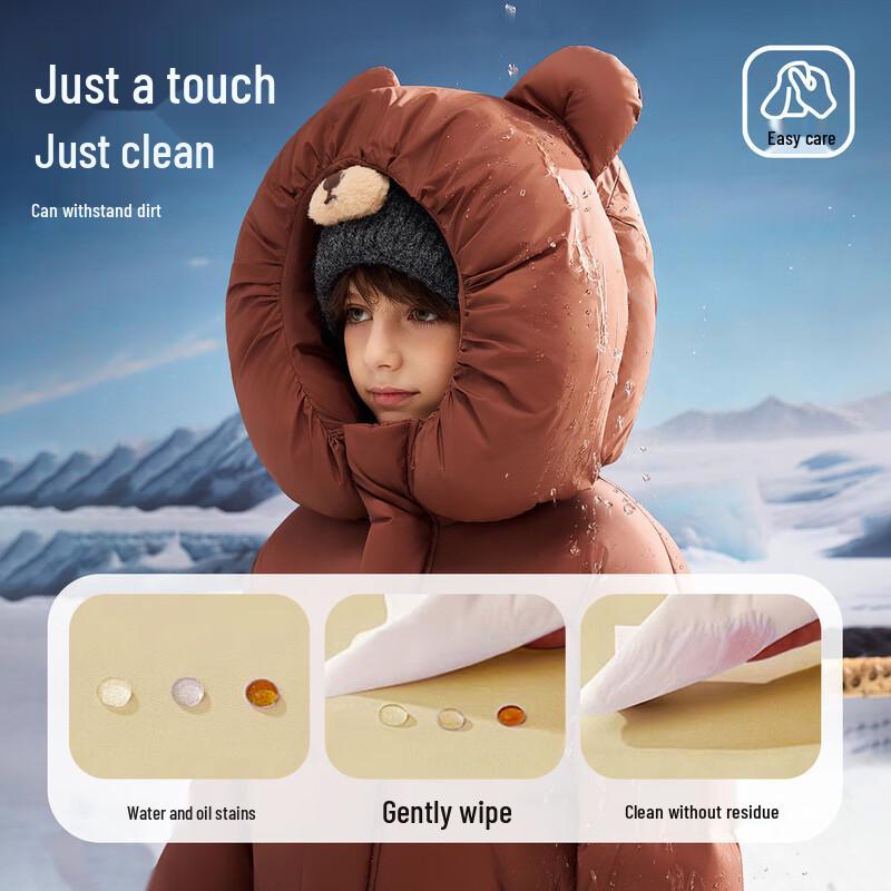 ASK JUNIOR Зимняя длинная пуховая куртка для мальчиков, 3-защитная, с капюшоном-ушками 130