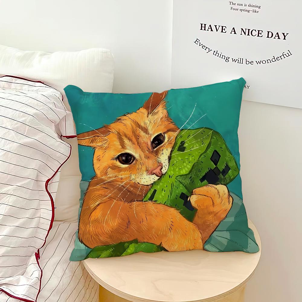 banana cat meme abstract funny painting Comfortable soft Pillow Case for Sofa Living Room Home office Decor Protective Covers