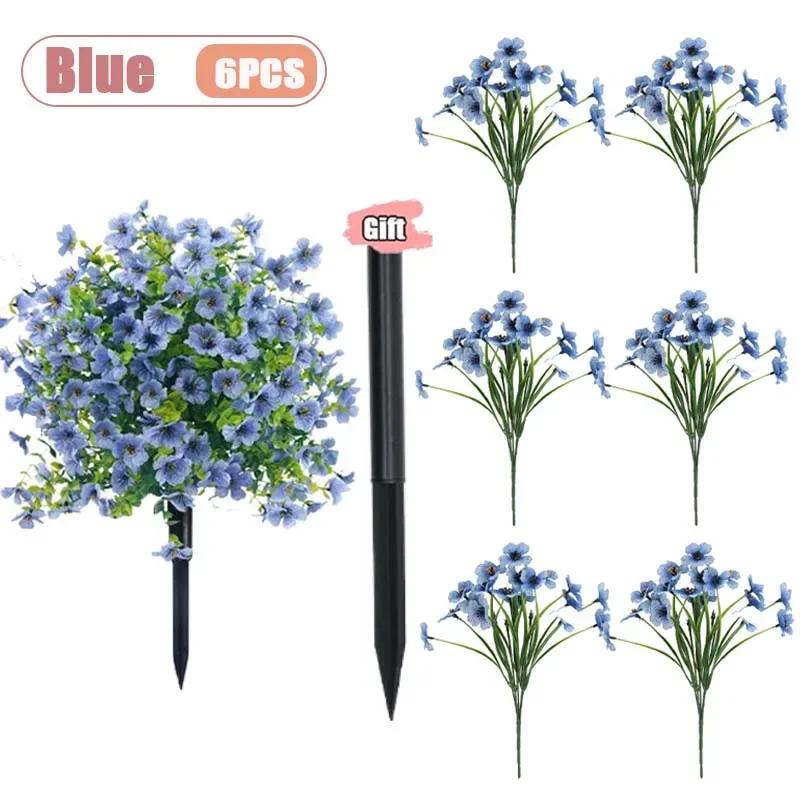 

Plastic Floral Artificial Violet Spring Grass Flowers Faux Plants Outdoor Home Decor Simulation Ornaments Decorations