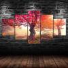 Autumn Trees Purple Red Scenery Canvas 5 Piece Five Panel Wall Print Modern Art Poster Home Decor Gift For Him For Her