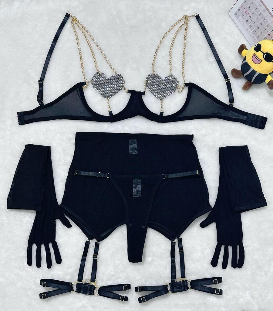 Herzförmige Kette Hohlnaht Bikini-Oberteil für Damen