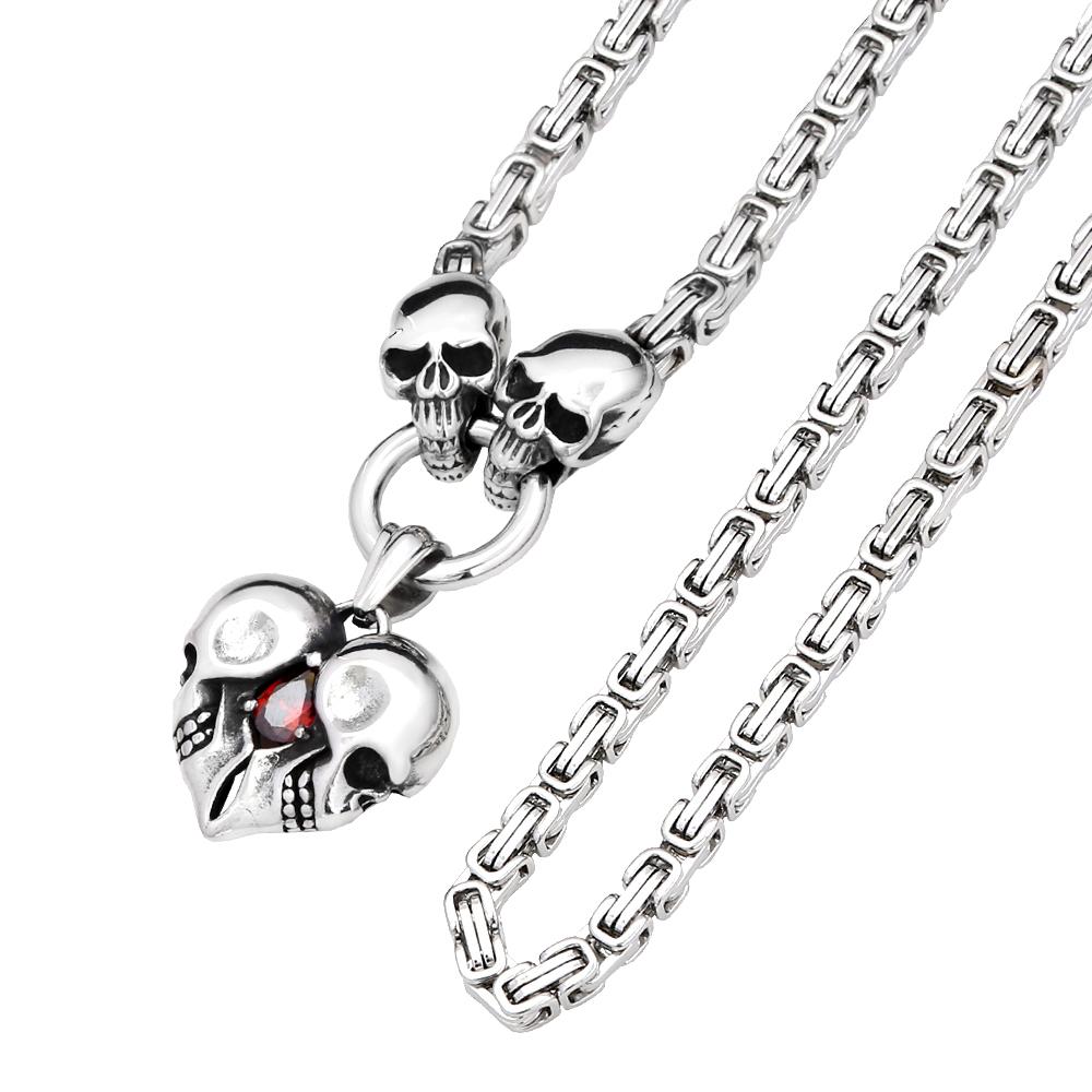 Vintage 316L Rostfritt Stål Skalle Halsband För Män Kvinnor Gotisk Punk Skalle Huvud Hänge Fest Biker Mode Hip Hop Smycken