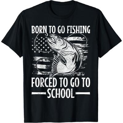 Född att fiska Bass Fisk Fiske Pojke Barn Rolig Fiske T-shirt