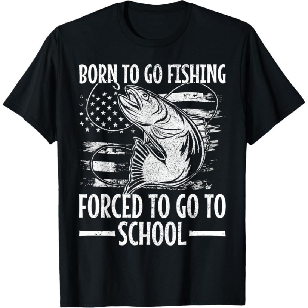

Born To Go Fishing Bass Fish Fisherman Boy Kid Funny Fishing T-Shirt S