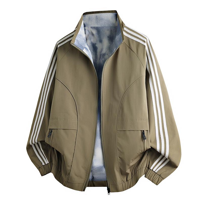 

Мужская куртка со стойкой воротником, повседневная, двусторонняя, универсальная, двусторонняя, модная куртка, топ XL дубильная кора