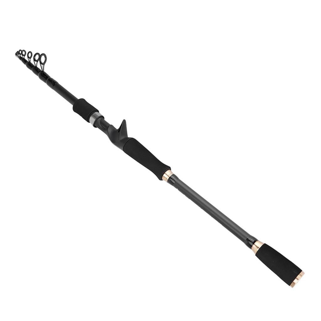 Black Carbon Fiber Fishing Rod Ultra Light Portable Travel Pole Pikestaff Handle(Casting 2.7M)