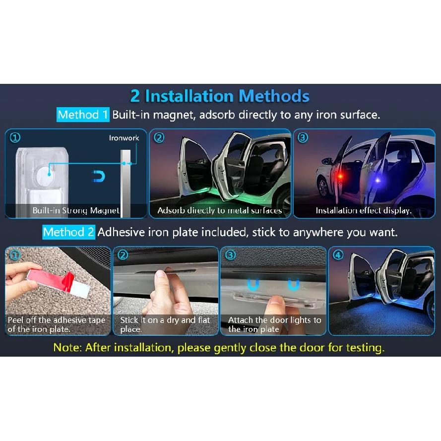 LED Car Welcome Door Lights Magnetic RGB Cars Atmosphere Warning Light Rechargeable Wireless Doors Step Courtesy Opening Lamps