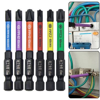 Rust Proof Screwdriver Bits 65mm 6pcs Alloy Steel FPH2
