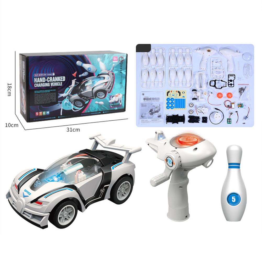 

Kids Remote Control Car DIY Hand Crank Charging RC Car Toy With Bowling Game Set Gifts For Boys Girls DIY charging RC car (637g)