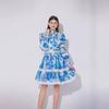 European and American New French Elegant Lace Waist Lantern Sleeve Dress