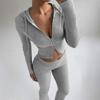Women European Style Casual Long Sleeve Hooded Sweatshirt And Pants Two Piece Set