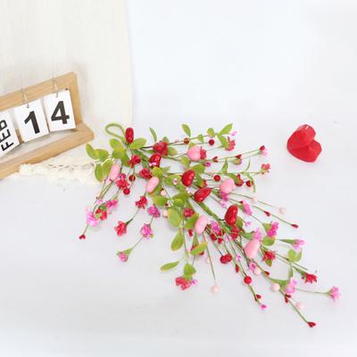 Yousheng Valentines Day Heart Teardrop Swag for Front Door Artificial Red Pink Heart Shaped Berries Swag Wreath for Wedding Christmas Party Garden