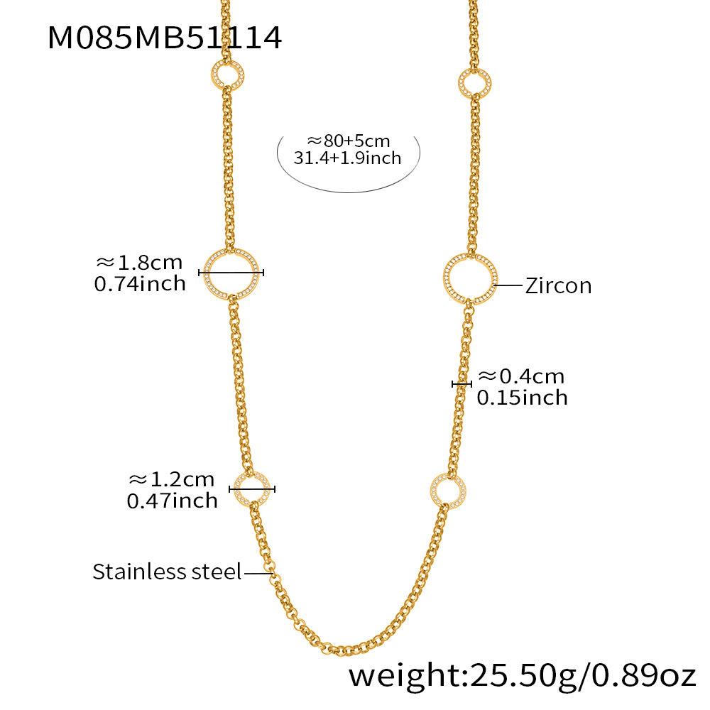 Qiong Yao 18K Gold-Plated Zirconium Stainless Steel Stackable Sweater Necklace Ring