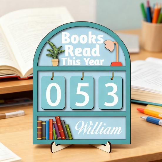 Book Read This Year Counter Sign Reading Tracker Plaque Bookshelf Decoration Handmade Wood Reading Challenge Tracker Book Lovers Gift