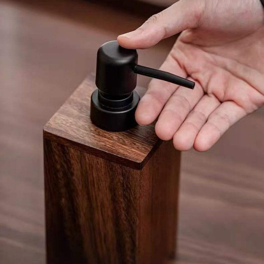 Luxury Walnut Wood Soap Dispenser Push-Type Large Capacity Lotion Bottles 200/400ml Shampoo Bottles for Hand Soap Shower Gel