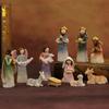 12Pcs LED Nativity Scene Set Resin Christmas Manger Angel Figurines with Star Light Holiday Tabletop Decor for Home Church