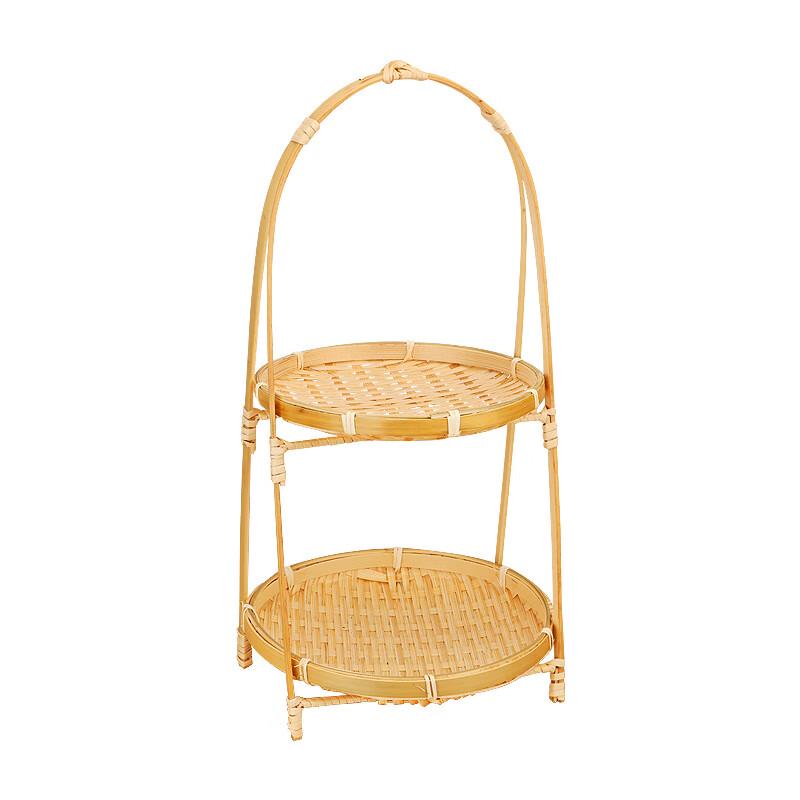 Chinese Style Bamboo Round Serving Basket