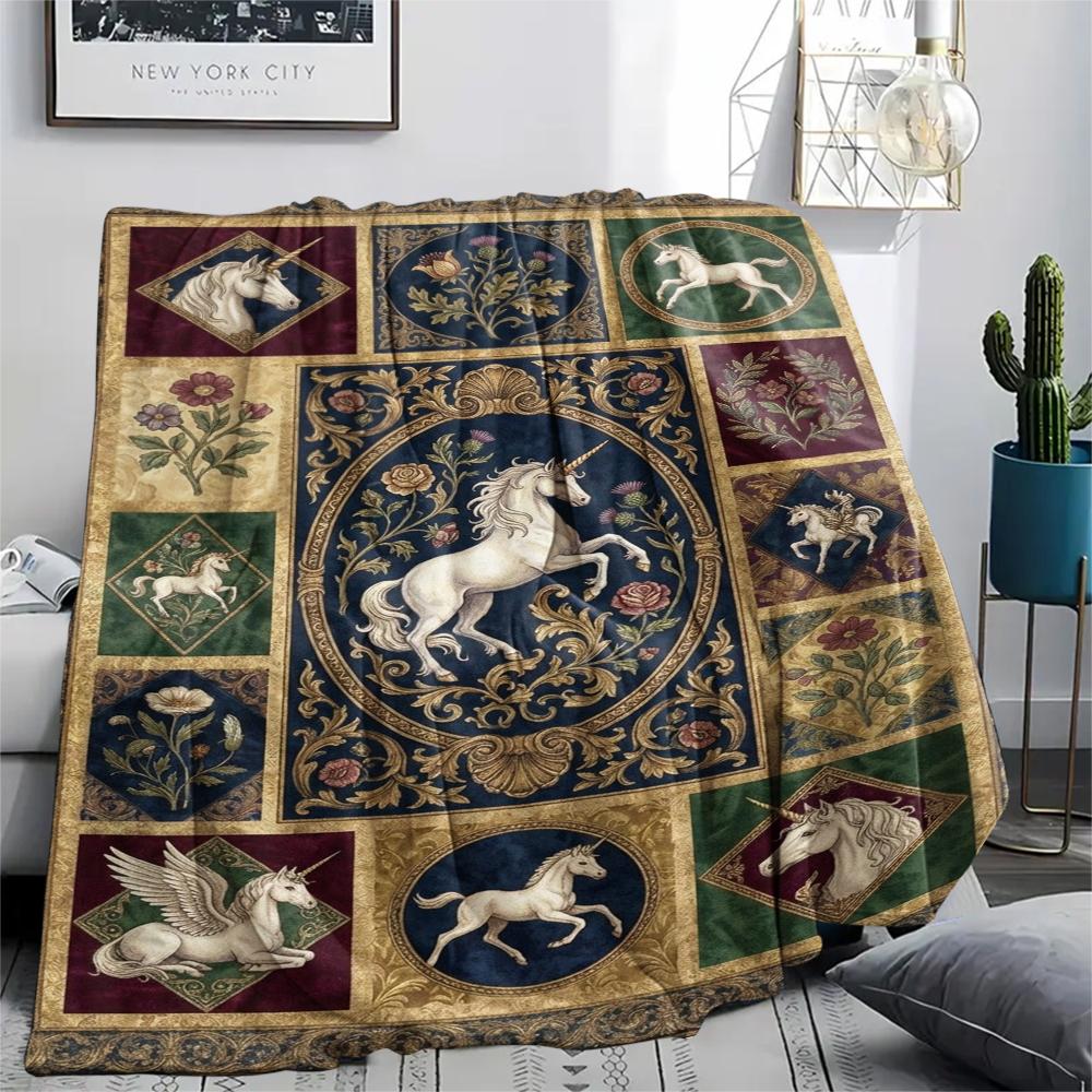 Unicorn Animal Print Flannel Blanket, High quality Comfortable for All Seasons, Home Decor, Warmth and Comfort, Perfect for Christmas Gifts139