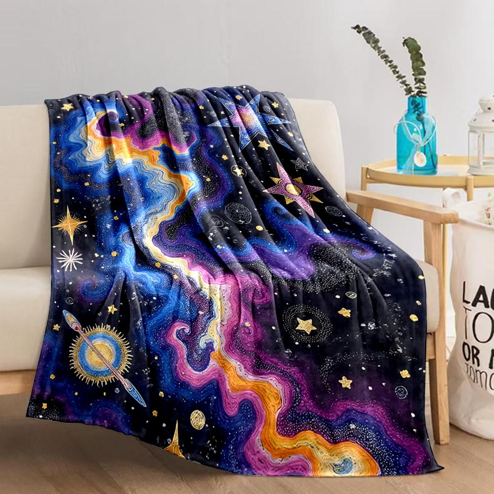 Galaxy Cosmic Stars and Nebula Pattern Decorative Area blanket blanket blanket, suitable for use in the bedroom, living room, on the sofa