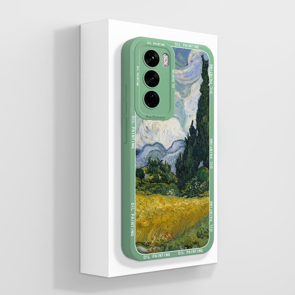 Art Case For Oppo Reno 12 Pro Soft Liquid Silicone Back Cover For Oppo Reno12 12Pro 5G Shockproof Full Protection Phone Cases
