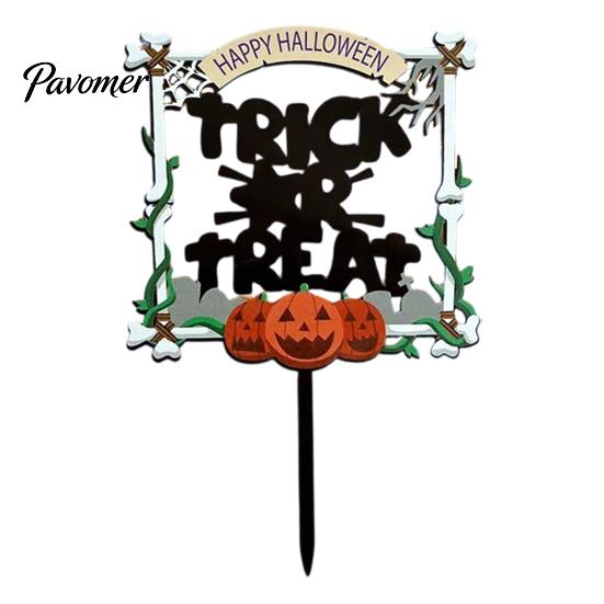 Halloween Theme Cupcake Picks Cake Topper, Acrylic Castle Bat Skull Decoration for Party, Haunted House Toppers Spooky Birthday Insert with