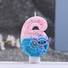 Cartoon Blue Long-Eared Animal Digital Candle for First Birthday Cake Decoration - Number 0