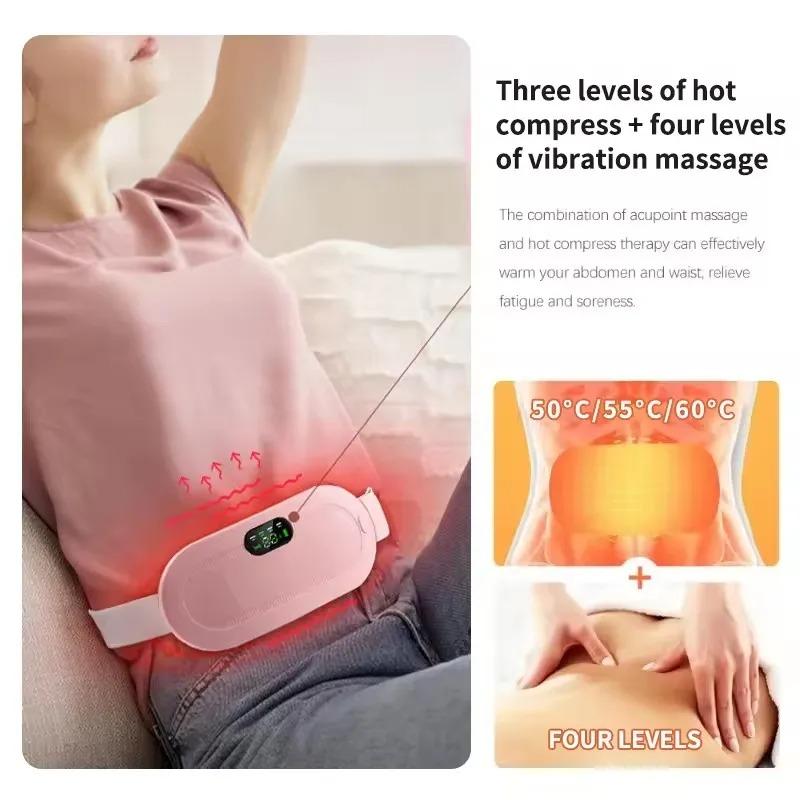 Women Smart Warm Palace Belt Relieve Period Cramp Pain Menstrual Heating Pad Vibration Massage Abdominal Relieve Menstrual Pain