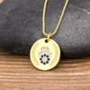 Nidin Hot Sale Women Men Hamsa Hand Necklace Gold Plated Copper Zircon Evil Eye Pendant & Chain Hip Hop Turkish Luck Jewelry