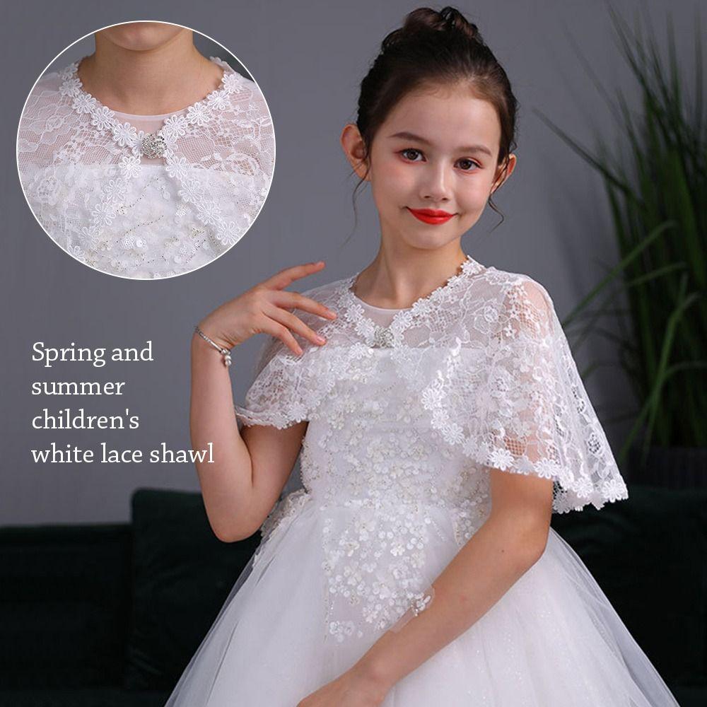 Short Kids Shawls Tulle Mesh Wraps Fashion Lace Cape Cover  Children Girls