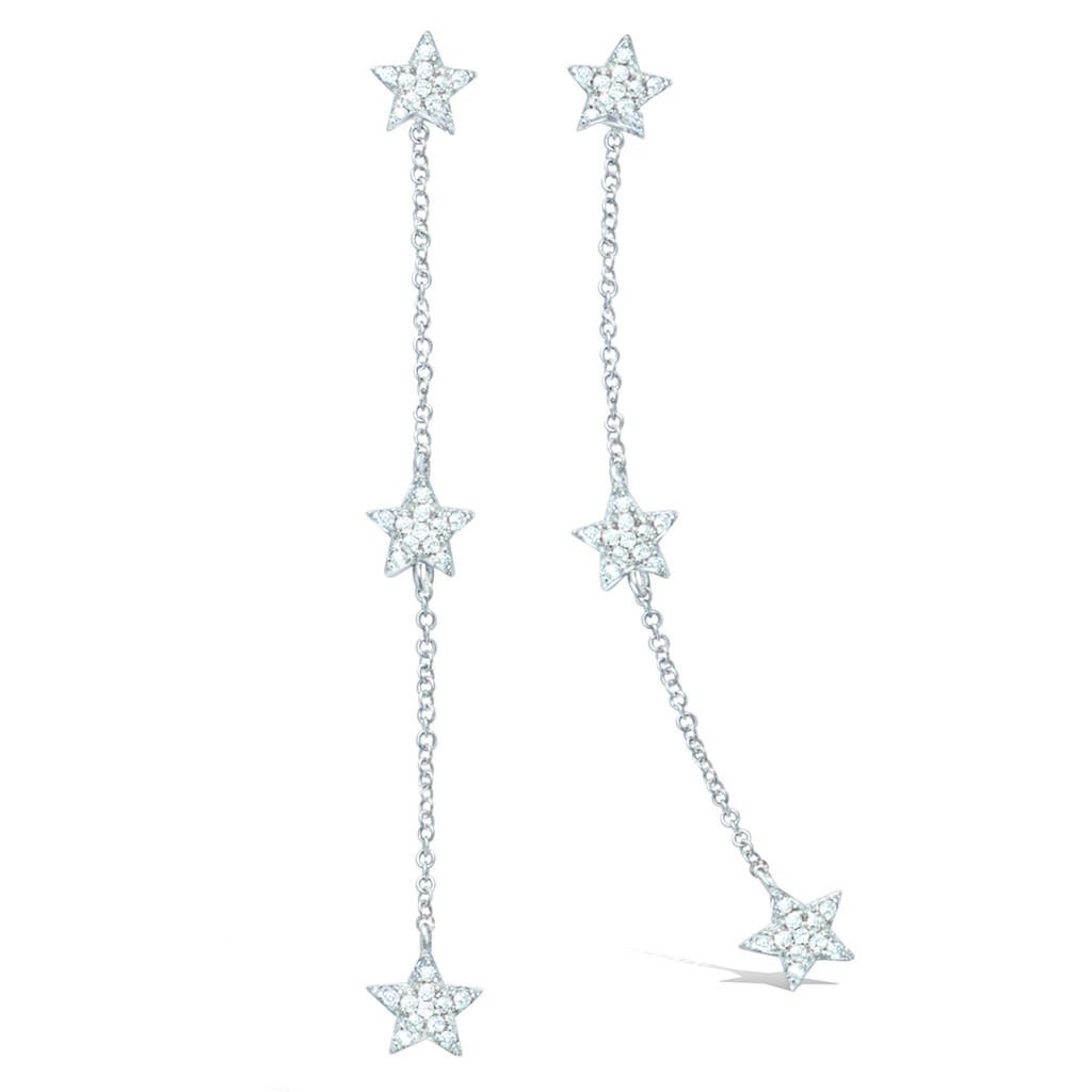 Les Trésors De Lily [R1734] - Silver Earrings 'Une Etoile Est Née' Silver White (rhodium) - 70x7mm