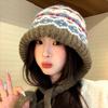 Autumn and Winter Knitted Hats Dual Use Bag Hats Retro Strappy Pile Hats Warm Woolen Hats Ethnic Style Hats for Women