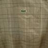 LACOSTE made in Japan Check Pattern Long sleeve Button down shirt 3 Khaki Men's Used