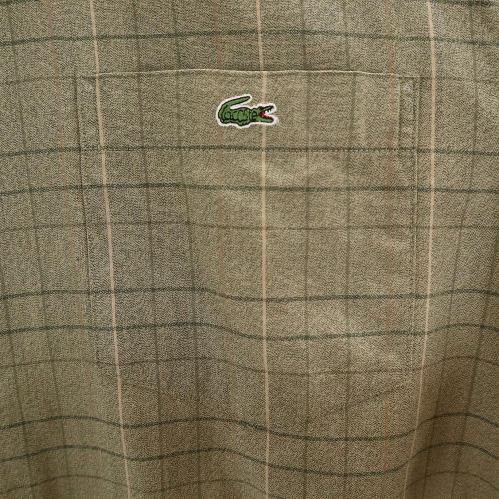 LACOSTE made in Japan Check Pattern Long sleeve Button down shirt 3 Khaki Men's Used