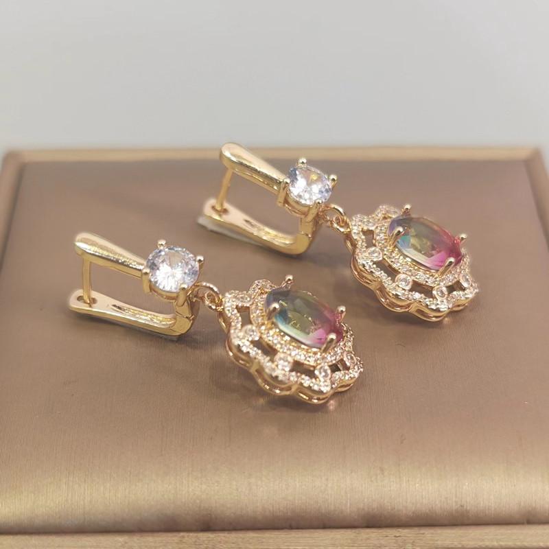 Geometrische Zirkonia Tropfen Ohrringe für Frauen 2023 Neue Mode Gold Farbe Hochzeit Engagement Party Schmuck Zubehör