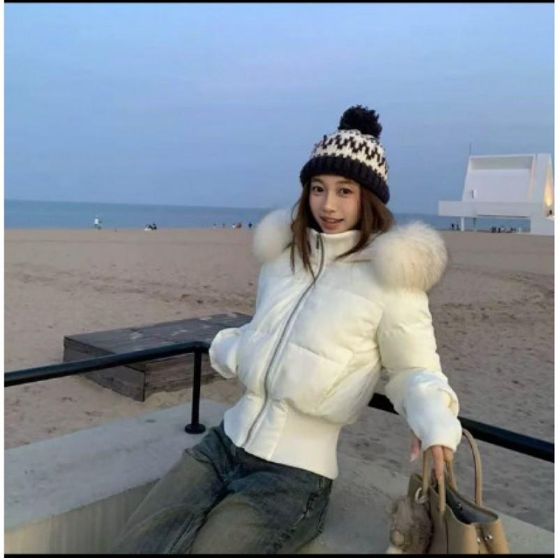 Womens Korean Style Short Hooded Cotton Puffer Jacket Slim Fit Winter Fashion Coat Petite Girls