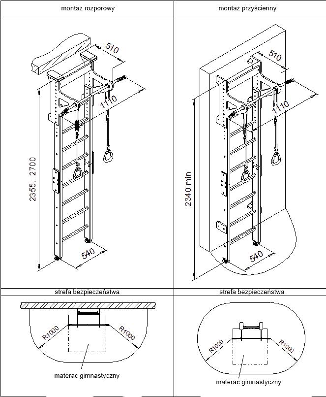 Gymnastic ladder Eco 1 colour (Woodgym)