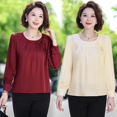 2025 Frühling/Herbst Damen Locker Langarm Übergröße T-Shirt - Neuer Chinesischer Stil Bauchbedeckendes Oberteil.